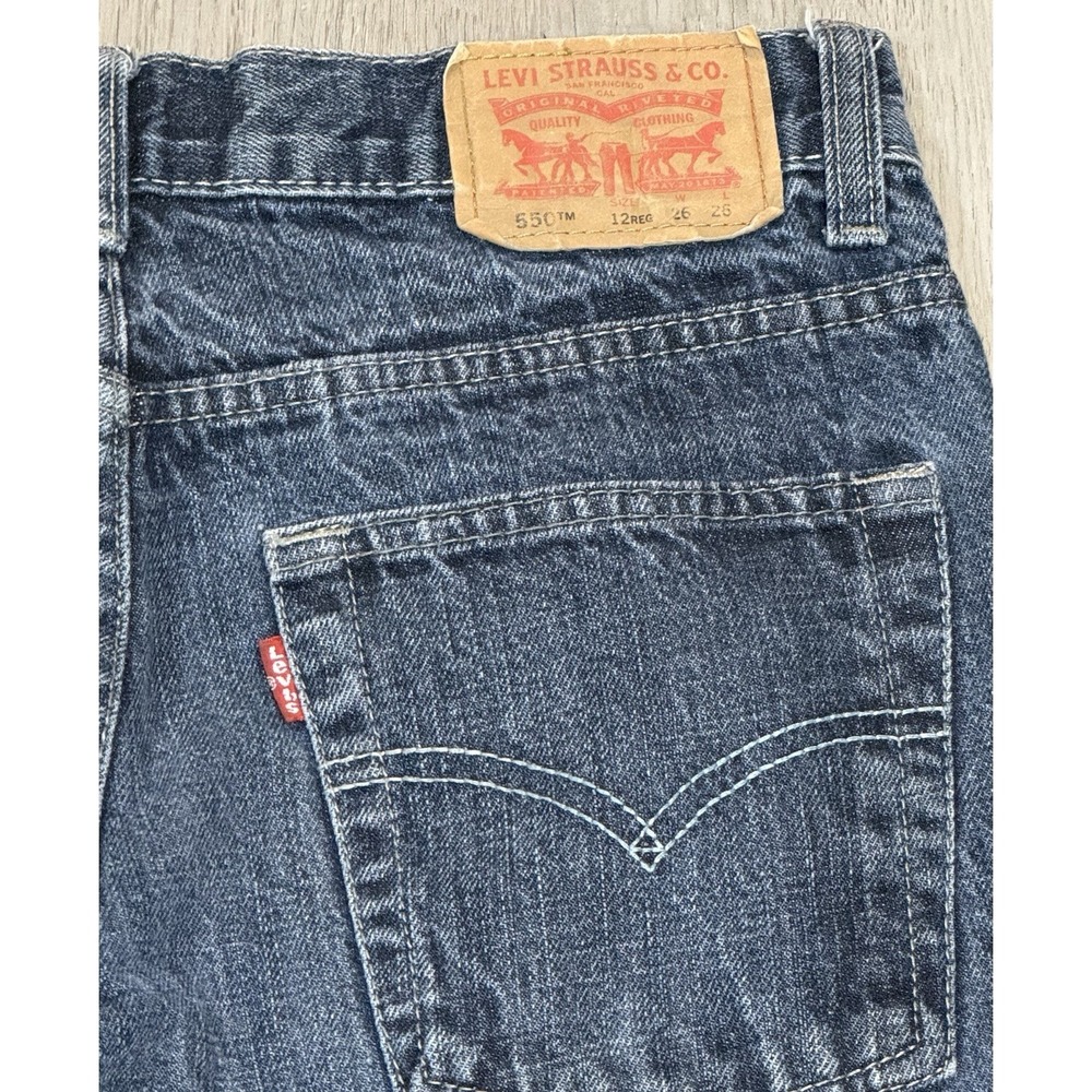 Levi 550 Relaxed Fit Jeans Boys Size 12 Regular Medium Wash Straight Leg Stretch - Picture 9 of 10